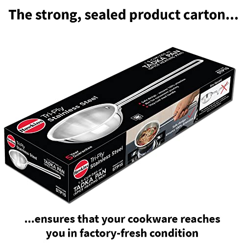 Hawkins 1.5 Cup Tadka Pan, 360 ml Triply Stainless Steel Pan, Silver (STP15)