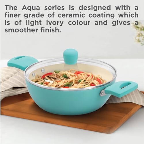 Hawkins 2 Litre Cook n Serve Casserole, Aqua Casserole with Glass Lid, Aqua Blue (IUC20G)
