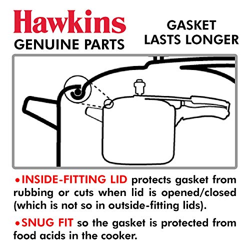 Hawkins Gasket Tall Stainless Steel Contura Pressure Cooker - 2-3 L (Black), 3 Liter