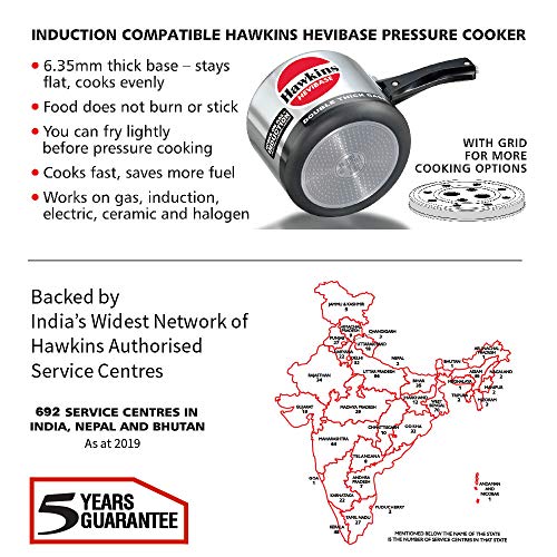 Hawkins Aluminium 3 Litre Hevibase Pressure Cooker,Induction Inner Lid Cooker,Silver(IH30)