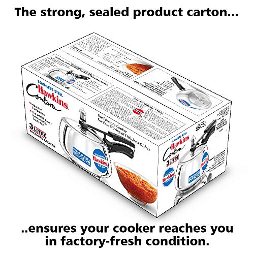 Hawkins 3 Litre Contura Pressure Cooker, Stainless Steel Inner Lid Cooker, Handi Cooker, Induction Cooker, Silver (SSC30)