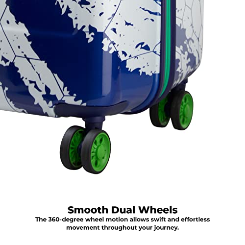 Skybags Treble-FIFA 79cm Printed Polycarbonate Hardsided Large Luggage 8 Spinner Wheel Anti Theft Zipper Blue & White Trolley - Goyalsons ShopMax