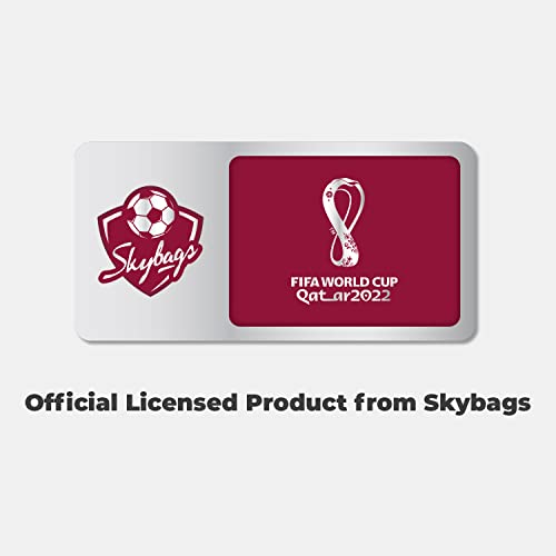 Skybags Treble-FIFA 79cm Printed Polycarbonate Hardsided Large Luggage 8 Spinner Wheel Anti Theft Zipper Blue & White Trolley - Goyalsons ShopMax