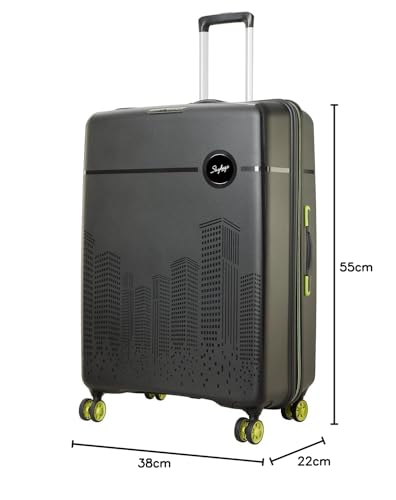 Skybags Cityscape 55Cms Polypropylene Hardsided Cabin Size 8 Wheels Anti Theft Zipper Black Speed_Wheel Suitcase - Goyalsons ShopMax