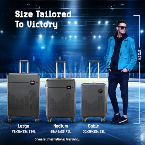 Skybags Polypropylene (Pp) Set of 3 (Small, Medium & Large) Hardshell Suitcase (57+67+79 Cm) | Luggage with 8 Spinner Wheel,TSA Lock,3D Print with Spacious Interior Luggage (Black, 67) - Goyalsons ShopMax