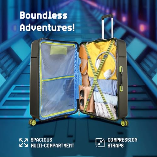 Skybags Cityscape 79Cms Polypropylene Hardsided Large Size 8 Spinner Wheels Anti Theft Zipper Black Suitcase - Goyalsons ShopMax