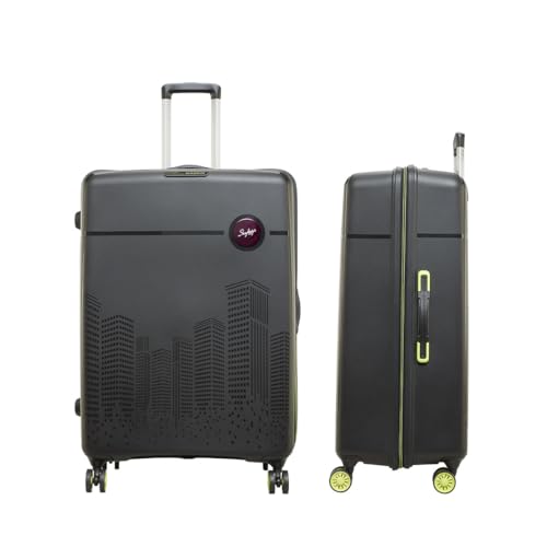 Skybags Cityscape 79Cms Polypropylene Hardsided Large Size 8 Spinner Wheels Anti Theft Zipper Black Suitcase - Goyalsons ShopMax