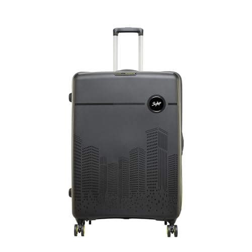Skybags Cityscape 79Cms Polypropylene Hardsided Large Size 8 Spinner Wheels Anti Theft Zipper Black Suitcase - Goyalsons ShopMax
