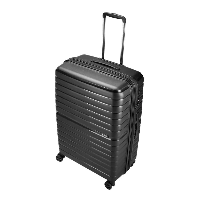 VIP Lightweight Polypropelyne 8 Wheels Multistage Trolley,TSA Lock with Organizer,Elegent Pinstripe Design Luggage Bag with 5 Years International Warranty. (Black, Large) - Goyalsons ShopMax
