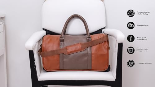 VIP Escape Polyester 52 Cms 2 Wheel Travel Duffle Trolly Bag DFT(Leather Brown, Small) - Goyalsons ShopMax