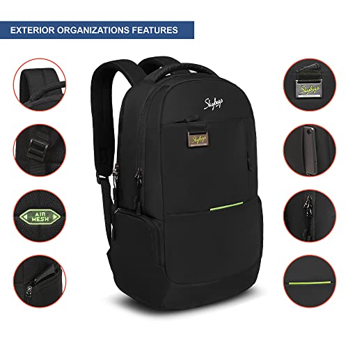 Skybags Unisex Black Micro Dobby & Tpe Facric Face Adjustable Strap 25L Backpacks - Goyalsons ShopMax