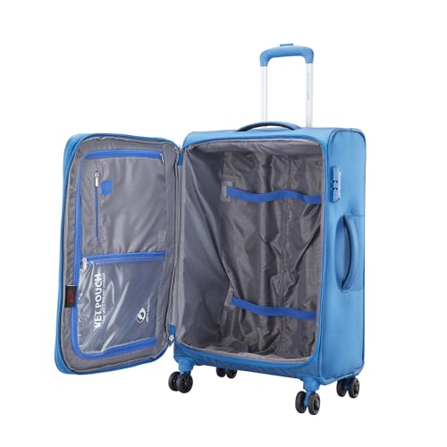 VIP Adept 69 Cm Medium Polyester Soft-Sided 8 Spinner Trolley Bag (Blue) - Goyalsons ShopMax