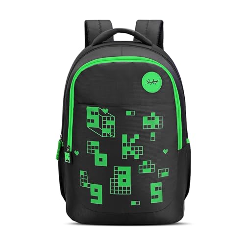 Skybags Klan V2 Polyester 38 Liters 3 Compartment 1 Front Pocket 2 Side Bottle Pockets School Backpack Black For Boys And Girls - Goyalsons ShopMax