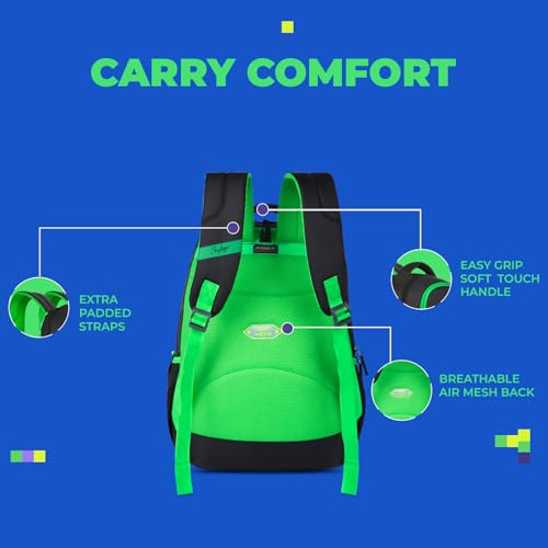 Skybags Klan V2 Polyester 38 Liters 3 Compartment 1 Front Pocket 2 Side Bottle Pockets School Backpack Black For Boys And Girls - Goyalsons ShopMax