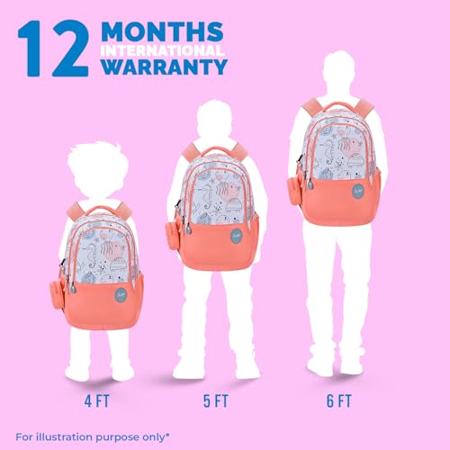 Skybags Charm 02 37 Liters Premium Polyester Fabric School Backpack for Kids with Multiple Compartments and Adujtable Starp - Girls (Coral)