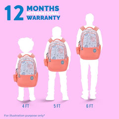 Skybags Charm 02 37 Liters Premium Polyester Fabric School Backpack for Kids with Multiple Compartments and Adujtable Starp - Girls (Coral)