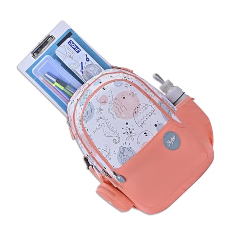 Skybags Charm 02 37 Liters Premium Polyester Fabric School Backpack for Kids with Multiple Compartments and Adujtable Starp - Girls (Coral)