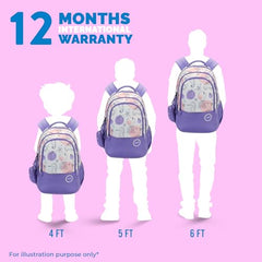 Skybags Charm 03 37 Liters Premium Polyester Fabric School Backpack for Kids with Multiple Compartments and Adujtable Starp - Girls (Purple)