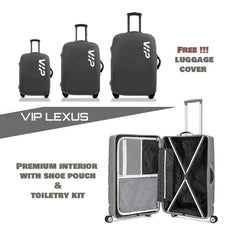 VIP Lexus Hardside Spinner Luggage with Flushed TSA Lock, PP Shell, Dual 8 Wheels, Anti-Theft Zipper, Free Luggage Cover (Caster Grey, Medium (66 cm))