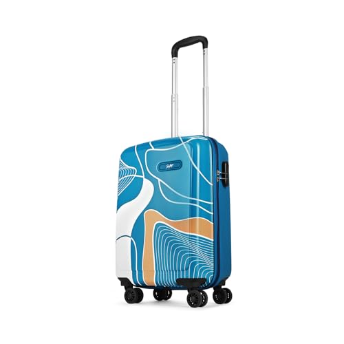 Skybags PC+PP Spinner Paradise Cabin Trolley Bag 55cm | Small | Hard Luggage | Smooth 8-Wheel Suitcase | Combination Lock with Sturdy Anti-Theft Zipper | 5-Year International Warranty - Unisex (Blue)