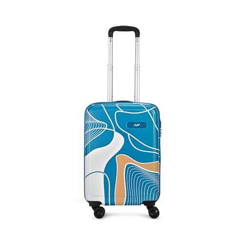 Skybags PC+PP Spinner Paradise Cabin Trolley Bag 55cm | Small | Hard Luggage | Smooth 8-Wheel Suitcase | Combination Lock with Sturdy Anti-Theft Zipper | 5-Year International Warranty - Unisex (Blue)