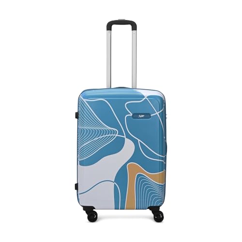 Skybags Paradise Check-in Trolley Bag 67cm | Medium | Hard Luggage | Smooth 8 Wheel Suitcase | Combination Lock with Sturdy Anti-Theft Zipper | 5-Year International Warranty - Unisex (Blue) - Goyalsons ShopMax
