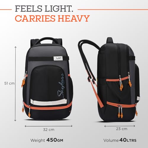 Skybags Active 01 40L Laptop Backpack (Charcoal Black) - Goyalsons ShopMax