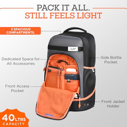 Skybags Active 01 40L Laptop Backpack (Charcoal Black) - Goyalsons ShopMax