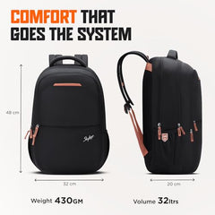 Skybags Vexel 01 32L Laptop Backpack (Black)
