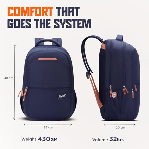 Skybags Vexel 01 Professional Backpack 32 Liters With Laptop Compartment for Men & Women (Navy Blue)