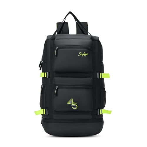 Skybags Ridge V2 45L Weekender Backpack | Premium Polyester | 17-Inch Laptop & Shoe Compartment | Front Access Pockets with Raincover | Travel, Casual & Outdoor Backpack for Men & Women (Black) - Goyalsons ShopMax