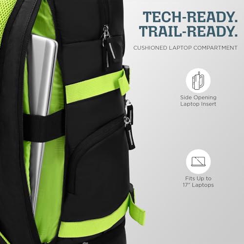 Skybags Ridge V2 45L Weekender Backpack | Premium Polyester | 17-Inch Laptop & Shoe Compartment | Front Access Pockets with Raincover | Travel, Casual & Outdoor Backpack for Men & Women (Black) - Goyalsons ShopMax