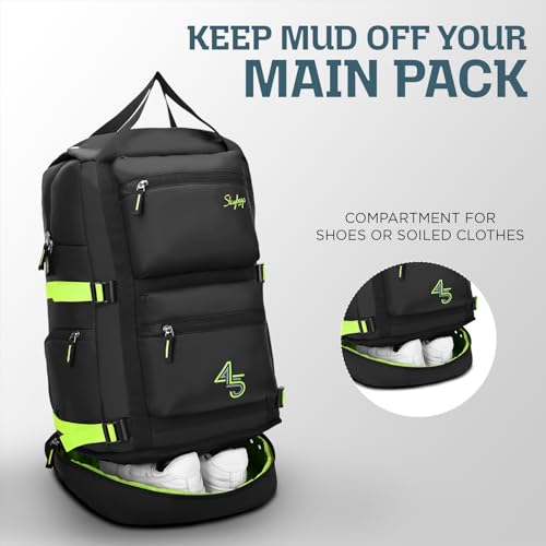 Skybags Ridge V2 45L Weekender Backpack | Premium Polyester | 17-Inch Laptop & Shoe Compartment | Front Access Pockets with Raincover | Travel, Casual & Outdoor Backpack for Men & Women (Black) - Goyalsons ShopMax