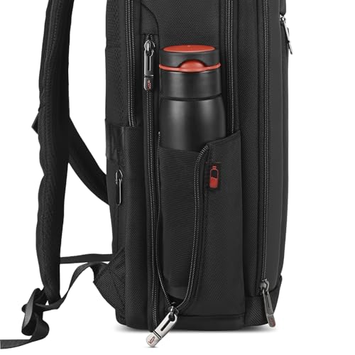 VIP VOGUE 17 Inch Compatible Laptop Backpack 27L + 5L Expandable | Water-Resistant with 3 Compartments | Padded Laptop Sleeve, Side Bottle Pocket | Office & Travel Backpack for Men & Women (Black) - Goyalsons ShopMax