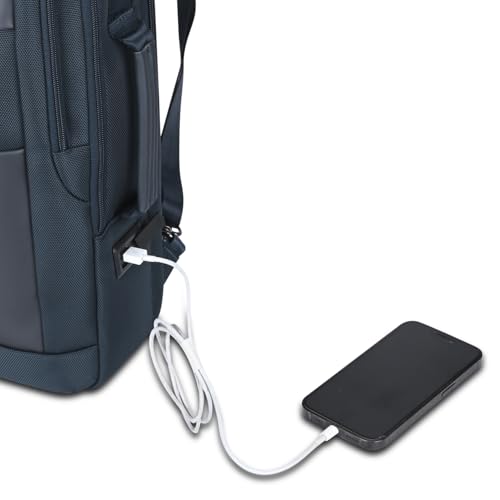 VIP Legacy 17 Inch Convertible Laptop Backpack 25L | Water-Resistant with USB Charging Port | Padded Laptop Sleeve, 3 Compartments, Front Organizer | Office & Travel Backpack for Men & Women (Navy) - Goyalsons ShopMax