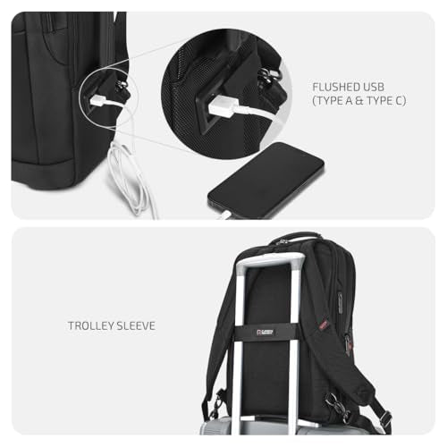 VIP Legacy 17 Inch Convertible Laptop Backpack 25L | Water-Resistant with USB Charging Port | Padded Laptop Sleeve, 3 Compartments, Front Organizer | Office & Travel Backpack for Men & Women (Black) - Goyalsons ShopMax