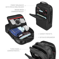 VIP Legacy 17 Inch Convertible Laptop Backpack 25L | Water-Resistant with USB Charging Port | Padded Laptop Sleeve, 3 Compartments, Front Organizer | Office & Travel Backpack for Men & Women (Black) - Goyalsons ShopMax