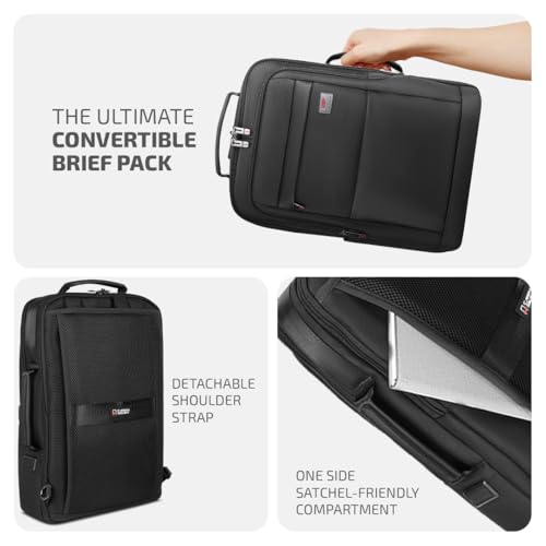 VIP Legacy 17 Inch Convertible Laptop Backpack 25L | Water-Resistant with USB Charging Port | Padded Laptop Sleeve, 3 Compartments, Front Organizer | Office & Travel Backpack for Men & Women (Black) - Goyalsons ShopMax
