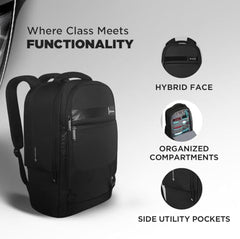 CARLTON Laptop Backpack 20L With Rain Cover, Pockets for Hard drive, Passport Pocket & Air Cushion System | Midnight Black | Dorset 03 - Goyalsons ShopMax