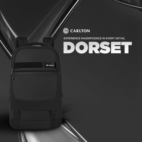CARLTON Laptop Backpack 20L With Rain Cover, Pockets for Hard drive, Passport Pocket & Air Cushion System | Midnight Black | Dorset 03 - Goyalsons ShopMax