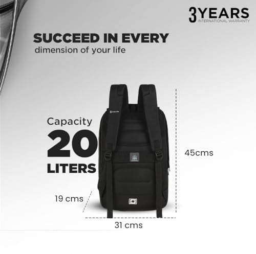 CARLTON Laptop Backpack 20L With Rain Cover, Pockets for Hard drive, Passport Pocket & Air Cushion System | Midnight Black | Dorset 03 - Goyalsons ShopMax
