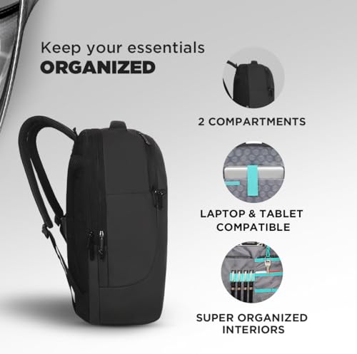 CARLTON Laptop Backpack 22L With Rain Cover, Pockets for Hard drive, Passport Pocket & Air Cushion System |Midnight Black | Dorset 04 - Goyalsons ShopMax