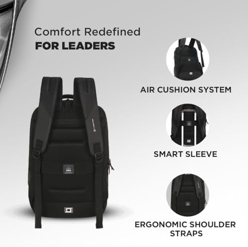 CARLTON Laptop Backpack 22L With Rain Cover, Pockets for Hard drive, Passport Pocket & Air Cushion System |Midnight Black | Dorset 04 - Goyalsons ShopMax
