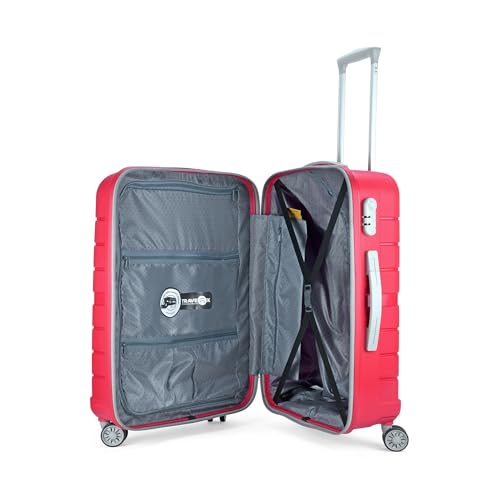 Aristocrat Plastic Shield 8 Spinner Wheel Hard Trolley Bag 67 360 Coral, Medium