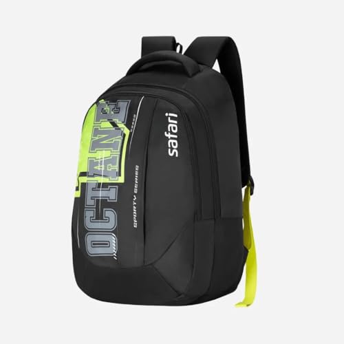 Safari Velocity 16 Casual Backpack, 2 Compartments with Side and Front Pocket, Padded Back & Shoulders, 32L, (Black)