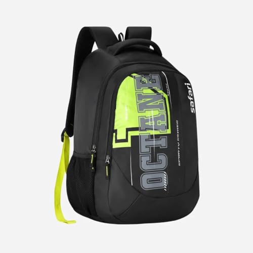 Safari Velocity 16 Casual Backpack, 2 Compartments with Side and Front Pocket, Padded Back & Shoulders, 32L, (Black)