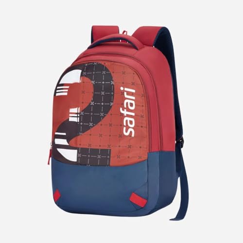 Safari Velocity 16 Casual Backpack, 2 Compartments with Side and Front Pocket, Padded Back & Shoulders, 32L, (Red) - Goyalsons ShopMax