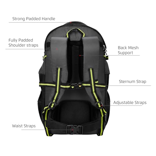 Safari Hunt 2 Rucksack Laptop Backpack Bag with Shoe Pocket, 2 Compartments, Compression Straps, Large Size Travel Bag for men & women, Boys & Girls, Outdoor Travel, Hiking, Trekking, Black - Goyalsons ShopMax