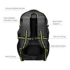 Safari Hunt 2 Rucksack Laptop Backpack Bag with Shoe Pocket, 2 Compartments, Compression Straps, Large Size Travel Bag for men & women, Boys & Girls, Outdoor Travel, Hiking, Trekking, Black - Goyalsons ShopMax