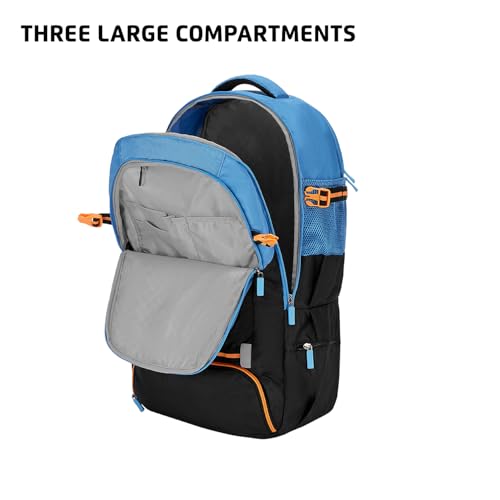Safari Hunt 2 Rucksack Laptop Backpack Bag with Shoe Pocket, 2 Compartments, Compression Straps, Large Size Travel Bag for men & women, Boys & Girls, Outdoor Travel, Hiking, Trekking, Color Blue - Goyalsons ShopMax